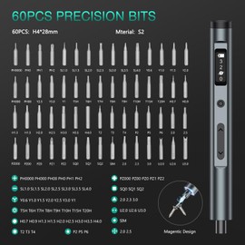 ORIA Mini Electric Screwdriver, 62 in 1 Precision Screwdriver Set with 50 S2 Bits, OLED Display, Rotating Magnetic Storage Box, 3-Level Torque, Screwdriver Kit for Laptop, Watch, Phone