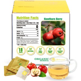Soilmount Organic Hawthorn Berry Tea | Dried Shanzha | Herbal Hawthorn Infusion | 18 Tea Bags