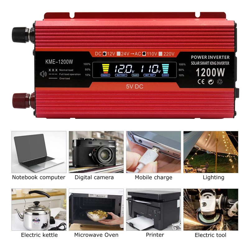 1200W Car Power Inverter DC 12V to 110V AC Converter