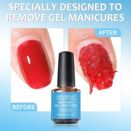 HiLemon Gel Nail Polish Remover Kit, 15ml Quick Gel Remover, Nail Latex Tape & 8ml Cuticle Oil with Vitamin E & Jojoba Oil, Fast & Easy Removal in 3-5 Mins, Includes Nail Tools (Remover&Latex&Oil)