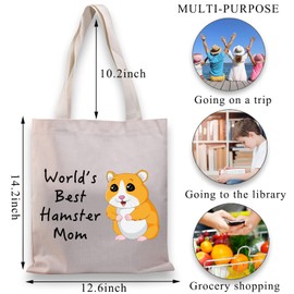 BDPWSS Hamster Tote Bag Hamster Lover Gift World's Best Hamster Mom For Hamster Mom Gift Cute Hamster Gift Hamster Theme Gift (hamster mom best TG)