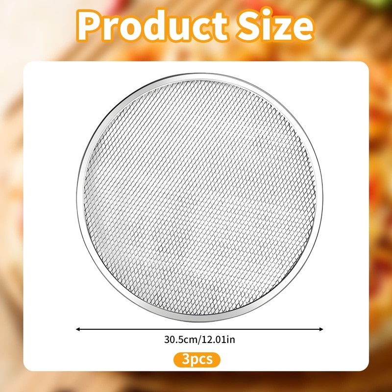 WEELOO Pizza Mesh Oven Non-Stick Pizza Tray 3pcs, 12 Inch