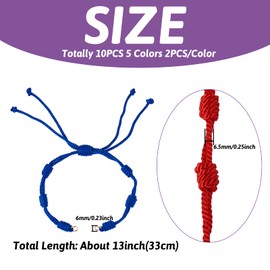 10 Pcs Adjustable Nylon Braided Cord Bracelets DIY Friendship Bracelet Strings Semi Finished Bracelets Colorful Knotting Bracelet Ropes for Women Men Bracelets Jewelry Making