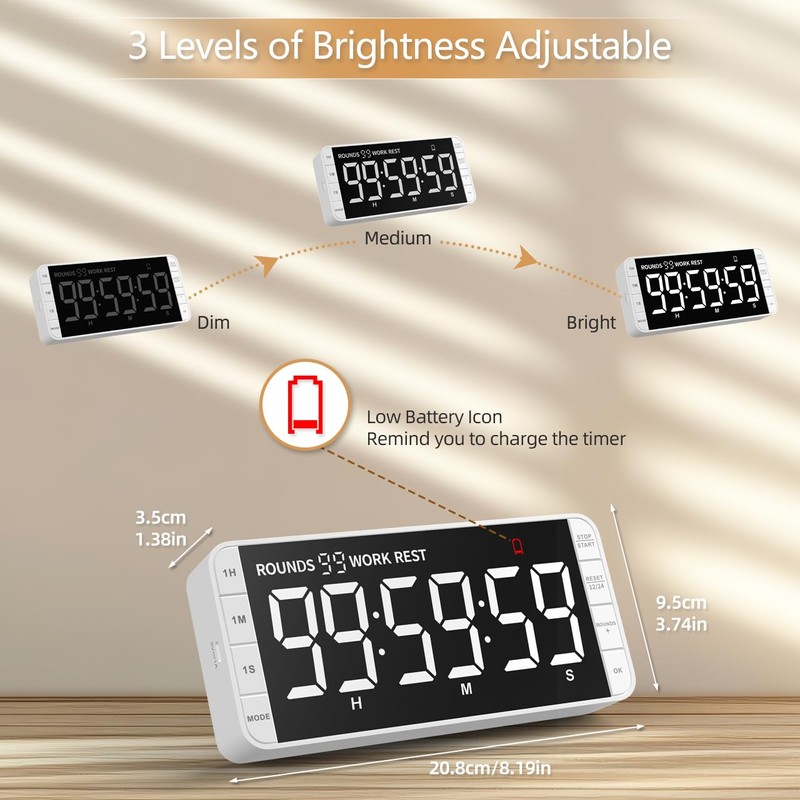 MeesMeek Kitchen Clock Timer: 99H 59M 59S Countdown Countup Rechargeable