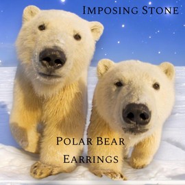 Imposing Stone POLAR BEAR, BIG BEAR Earrings, Sterling Silver 925 with Stud Backs, Christmas Vibes!