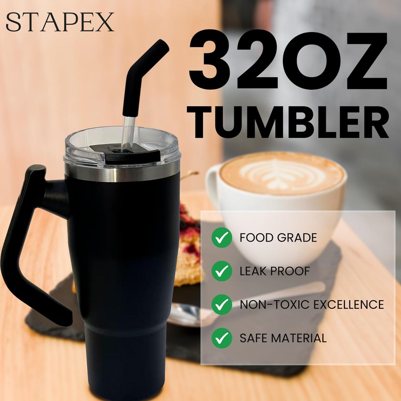 32oz Double Wall Stainless Steel Tumbler with Rotatable Handle |