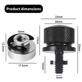 GisWell Set of 4 Motorcycle Aluminium Seat Screws, Screws for Bench, Motorcycle Seat Attachment, Seat Screw for Harley Davidson, with 2 C-Clips, for Motorcycle Seat Screw