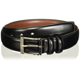 Perry Ellis Hc Milled Big and Tall Men's Leather Belt, with Stitched Edges, Two Loops and Antique Silver Prong Buckle, 001 Black, 42