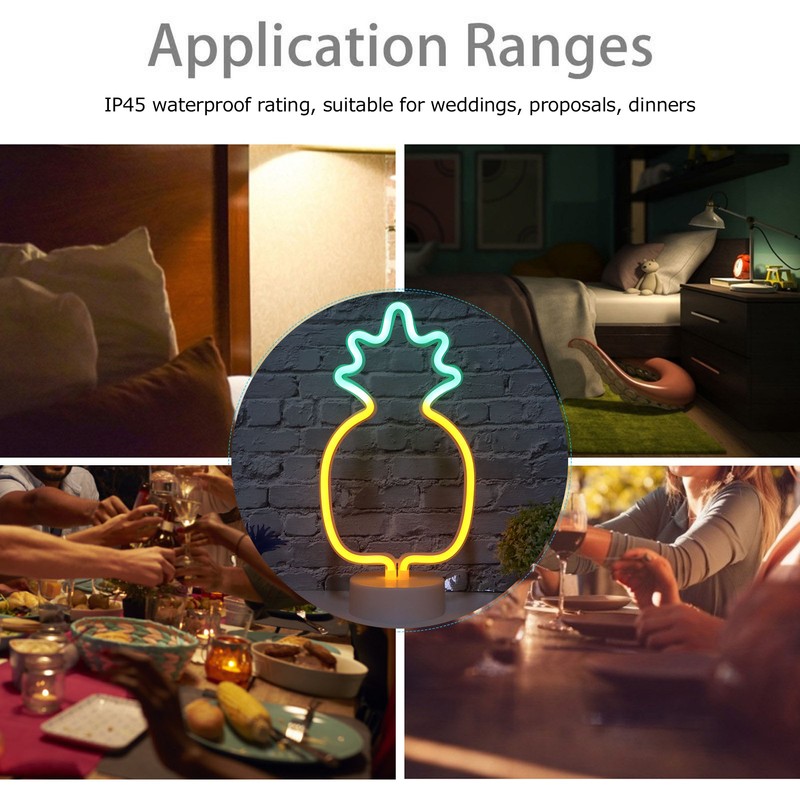 Tabletop Neon Sign Light Unique Shaped Night Lamp with Holder