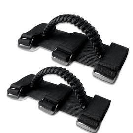 ROMASO Roll Bar Grab Handles for UTV&ATV Roll Cage Grip Handles for 1.5-2 inch Bars,Compatible with Polaris RZR,Kawasaki Mule,Honda Pioneer,Can Am,etc, 2 Pack (Black)