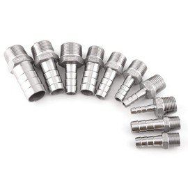 1 Piece Hose Connector Barbed Wire Threaded Adapter DFE Hose Nozzle Stainless Steel SS304 1/8"~3/4" (1/4 x 12mm)