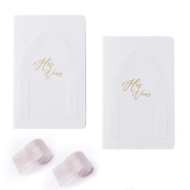 Mcieno Vow Books His and Her,Wedding Vow Book for Her & Him,Wedding Vow Book Set W/Ribbon,Wedding Registry Ideas and Keepsake, His and Her Gifts,Wedding Journal for Bride-to-Be.(White & White)