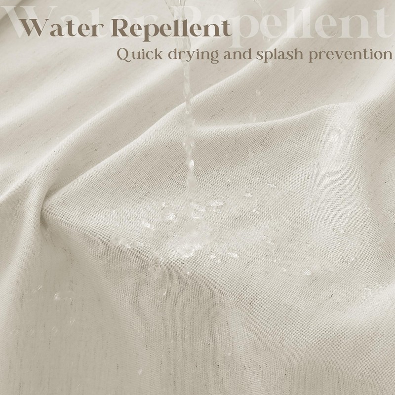 DUKIYO Extra Long Linen Shower Curtain 84 Inch Long Neutral