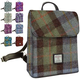 Harris Tweed Tartan Mini Backpack - Scottish Tartans - Waterproof Laptop Bag - Spring Collection | Gift for Valentines, Mothers Day & Weddings (Macleod Tartan)