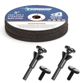 THMMN Cut-Off Wheels 3" x 3/64" x 3/8" for Die Grinder, with Mounting Mandrel for Type 1 Cutter Wheel, for Metal Stainless Steel Cutting Disc 10pcs +2pack Mandrel