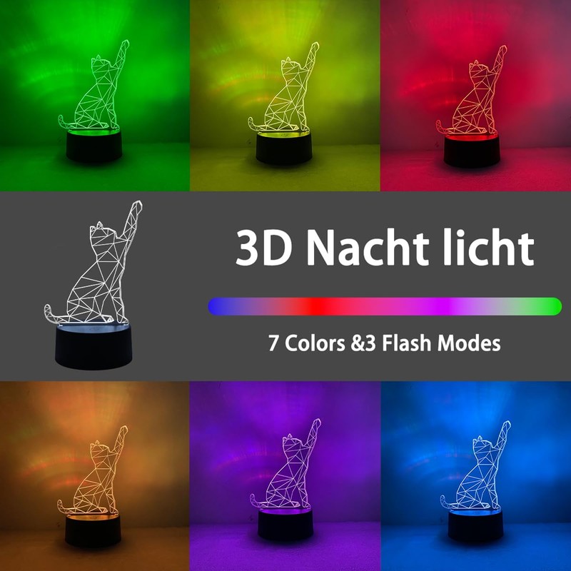 Cat Gifts for Girls, Cat Lamp Night Light Kids 3D