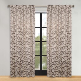 Superior Blackout Curtains, Room Darkening, Bedroom, Drapes, Kitchen, Living Room Window Accents, Sun Blocking, Thermal, 2 Pack, Leaves Blackout Back Tab Curtains, Set of 2, 52" x 84", Espresso