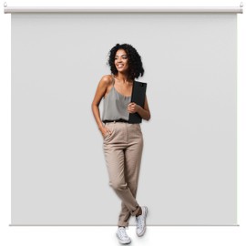 【Wider Style】 KHOMO Gear White Screen 84 x 84 inch – Extra Large Pull Down Backdrop – Portable Collapsible Roll Down Projector Screen – White Screen for Video, Streaming, and Photography