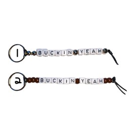 Novelty Key Ring-BUCKIN YEAH Beaded Key Ring-Luggage Tag-Backpack Tag (Cowboys Rock - 1) (Buckin Yeah - 1)