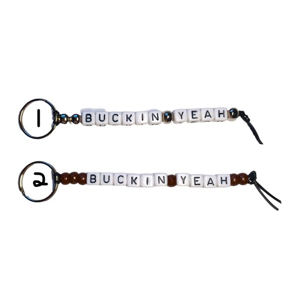 Novelty Key Ring-BUCKIN YEAH Beaded Key Ring-Luggage Tag-Backpack Tag (Cowboys