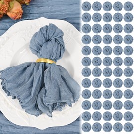 200 Pack Dusty Blue Cheesecloth Napkins 20"x20" Boho Washable Cloth Napkins Set of 200 Wrinkled Cheese Cloth Napkins Gauze Dinner Table Napkin for Wedding Party Baby Shower Birthday Decor
