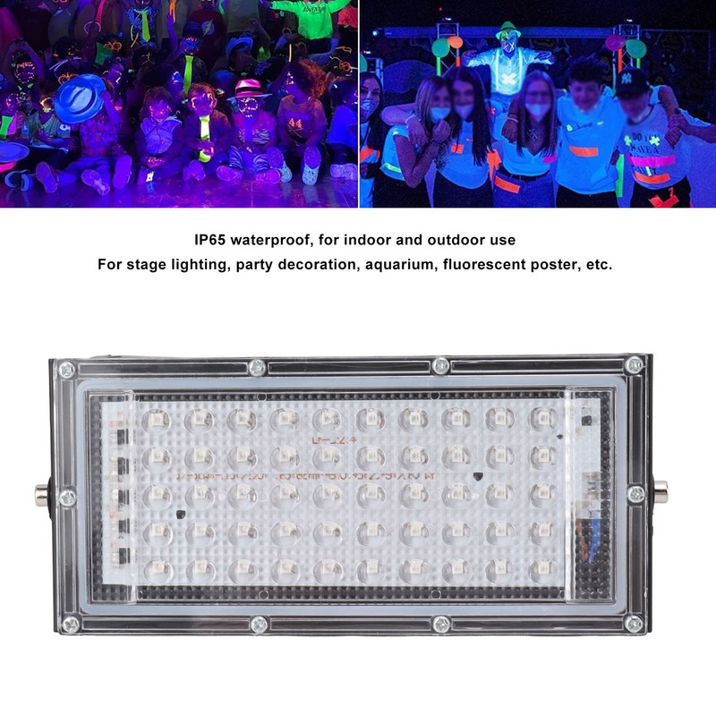 50W LED Black Light IP65 Waterproof 395‑400nm UV Floodlight Party