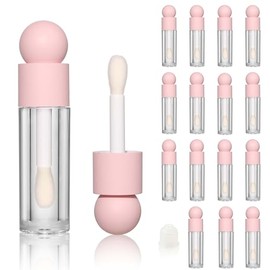 COSIDEA 16pcs Empty 5ml Pink lip gloss tubes with big wand large deo foot brush lipgloss tube container for lip oil
