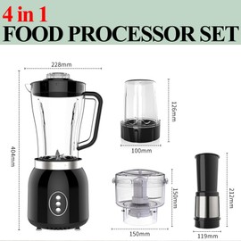 Grinder Blender and Food Processor for Kitchen, 4 Functions for Shakes and Smoothies, Meat Chopped,Dry Grinding & more With 800W 2 Speed Motor Electric Mixer Machine