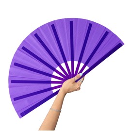 13inch Large Rave Fan Popping Fan Clacking Fans for Line Dancing,Hand Fans for Women Foldable,Boots on The Ground Fan,Portable for Outdoor,Wedding,Party,Decoration(Purple,1 Pack)