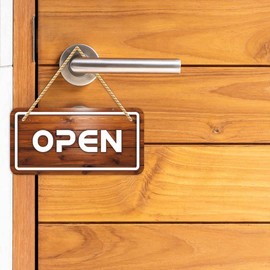 CVANU Double Sided Wooden Open Close Sign Board for Business Purpose, Cafe, Hotels, Shopes, Office Wall Hanging Size(5inch x 10inch)_cv39