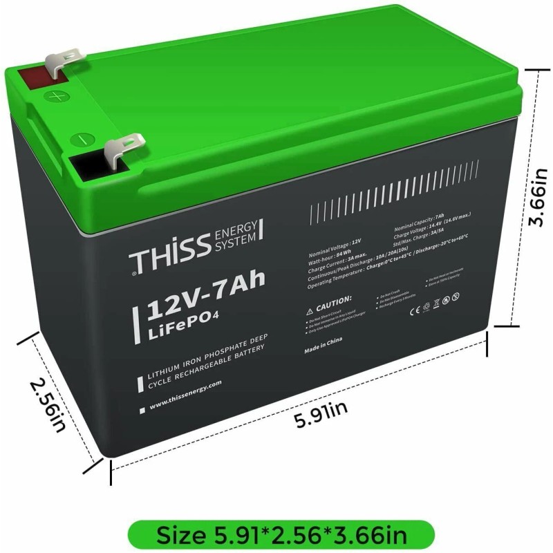 THISS LiFePO4 Lithium Battery 12V 7.0Ah for RV Off-grid Trolling