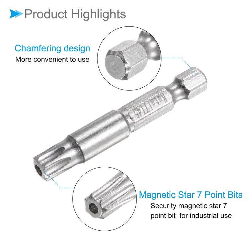 CoCud Magnetic Star 7 Point Bits TT45 Head 1/4 Inch