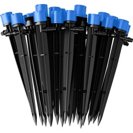 KAHEIGN 60Pcs Water Irrigation Drippers, 8 Holes Adjustable Drip Emitters Micro Flow Drip Irrigation 360 Degree Watering System for 4mm /7mm Tube (Blue)