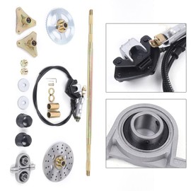 KinHall ATV Rear Axle Complete Kit + Brake Assembly Sprocket for Kart Mini Quad, Rear Axle Complete Assembly Kit + Brake Master Cylinder for Mini Quad ATV Dirt Bike DIY Kart 740mm Axle Kit