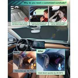 GAFAT Compatible with Skoda Octavia 4 RS/Combi 2020-2024 2025 Sunshade, Sun Protection Front Windscreen Inside, Octavia MK4 2023 Parasol Sun Visor, Cooling, UV Protection, Octavia 4 Accessories