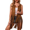 HOTOUCH Vests for Women Fringe Top Concert Ouftits Fringe Jacket