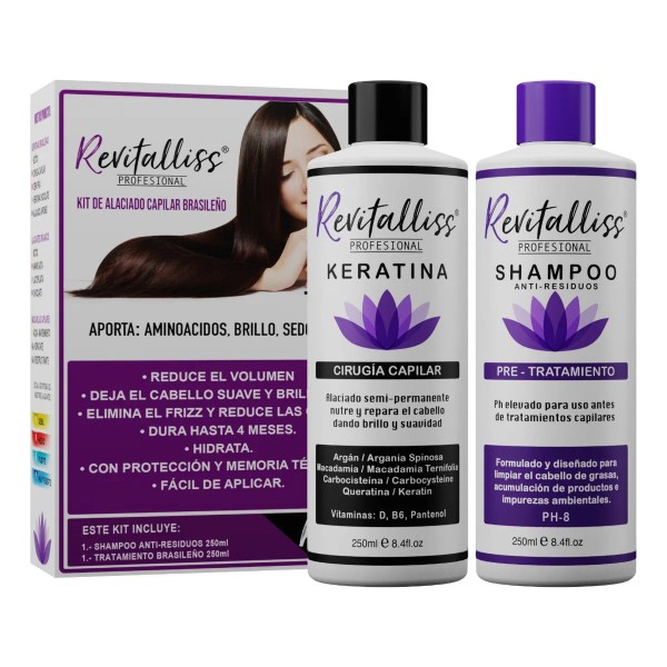 Keratina Brasileña Cirugía Capilar Revitalliss + Shampoo Antiresiduos
