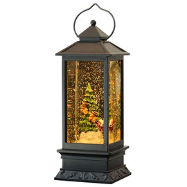 Wondise Lighted Musical Snow Globe Lantern with 6 Hour Timer, 12 Inches USB Powered & Battery Operated Spinning Water and Swirling Glitter Christmas Snow Globe Lantern Gifts(Santa and Tree)