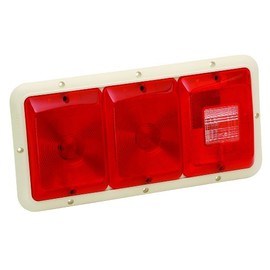 Bargman 30-84-002- Taillight #84 Recessed Triple Horizonal Red, Red, Backup - Colonial White Base