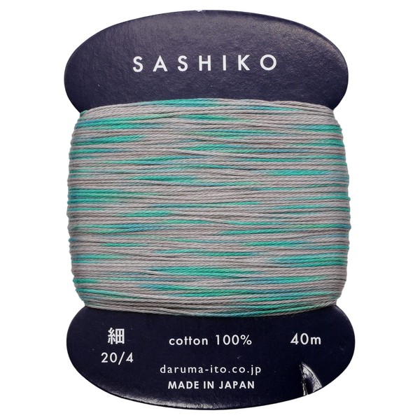 DARUMA Sashiko Thread (Thin) 2 Color Clay Card Roll, Approx. 15.6 ft (40 m), COL.301, Rain Sound 01-2400