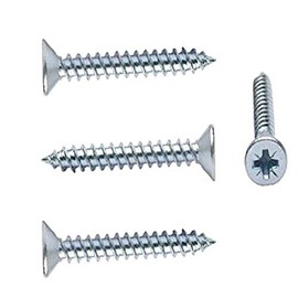 Merriway BH04870 (50 Pcs) Pozi Twinthread CSK Screw, BZP 4 x 1/2 (3.0 x 12) - Pack of 50 Pieces