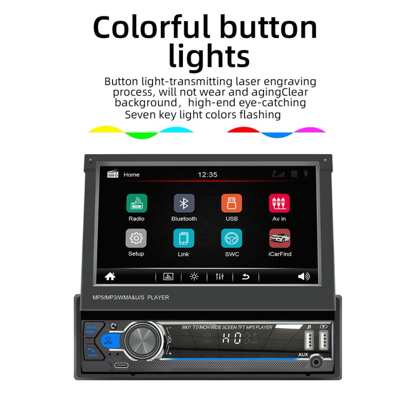 ESSGOO 7" Single DIN Car Stereo Flip Out MP5 Player