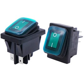 Taiss/2Pcs Waterproof Rocker Toggle Switch 16A 250V 20A 125V 4 Pins 2 Position ON/OFF DPST Green LED Light Illuminated KCD2-201N-2-W-G
