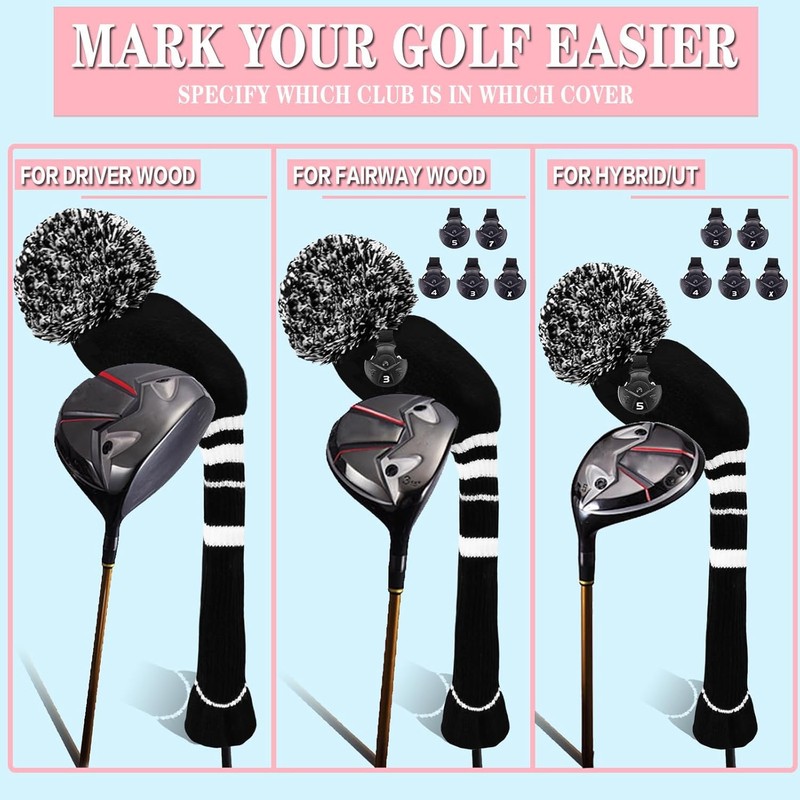 Golf Headcovers with Pom Pom for 1 3 5 Driver