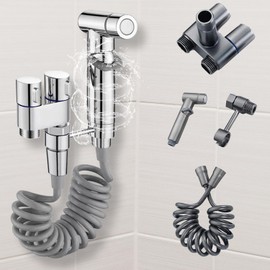 Bidet Pulverizador, Válvula De Control Doble 1 En 2 Salidas,Adecuado Para Lavabos,Inodoros,Bidés Y Duchas,Fácil De Montar (Pulverizador Manual-02)