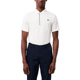 Lacoste Men's Sport Regular Fit UV Protect Golf Polo Shirt, White/Navy Blue, 4X-Large