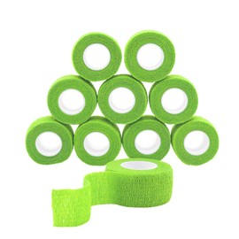 GooGou Self Adhesive Wrap Bandage Cohesive Bandage Breathable Self Adherent Wrap for Sprain Swelling and Soreness on Wrist and Ankle 10PCS 1 in X 14.7 ft (Green)
