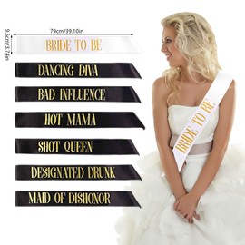 7Pcs Bachelorette Party Supplies Sashes Bride to be Sash Set Bridal Shower Sash Hen Party Sash Bride Bridesmaid Sashes for Wedding Engagement Bridal Shower Decorations Bachelorette Party Favors