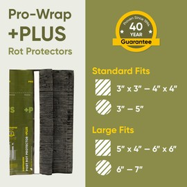 Postsaver Pro-Wrap Extra Large +Plus | Fence & Deck Post Rot Protector | 40-Year Guarantee | Pack of 2 | Fits 7x7” to 8x8" Square and 8” to 10" Round Posts | Dual-Layer Rot Protection