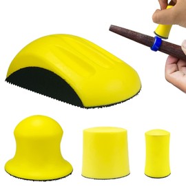 4Pcs Hook and Loop Hand Sanding Pad Block,Hand Sanding Pad Blocks Polishing Pad Abrasive Tools 1/2/3/5Inch (Yellow)
